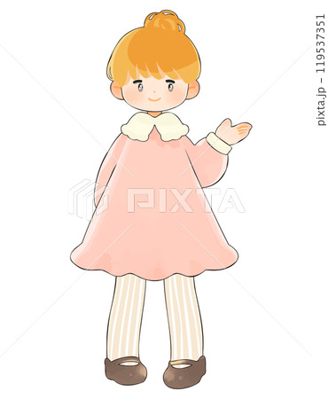 案内するポーズの子ども 女の子 案内するポーズの子ども 女の子 119537351