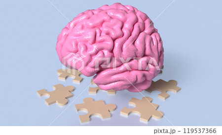 The brain and jigsaw for sci or education concept 3d rendering. 119537366
