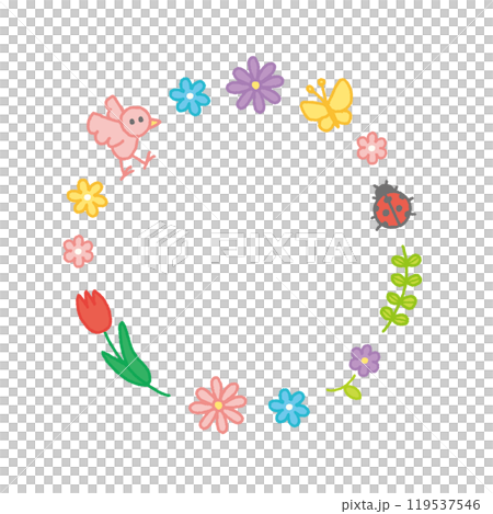 Cute hand-drawn spring illustration frame Cute hand-drawn spring illustration frame 119537546