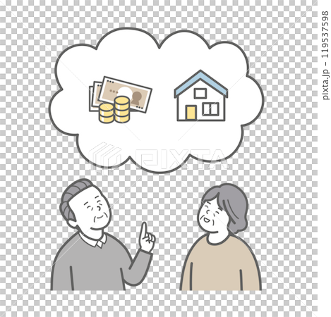 資産について考える年配夫婦のイラスト 119537598