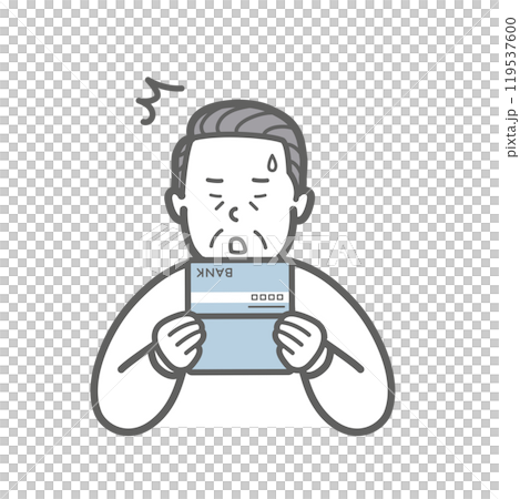Senior man surprised at his bankbook Senior man surprised at his bankbook 119537600