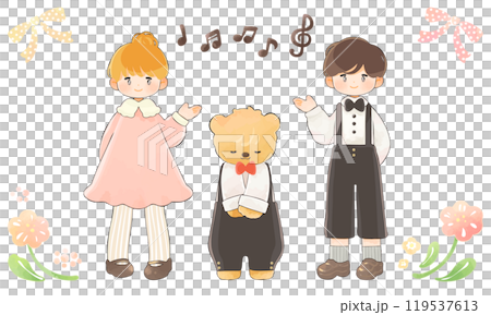 穿著正式服裝的兒童插圖集 119537613