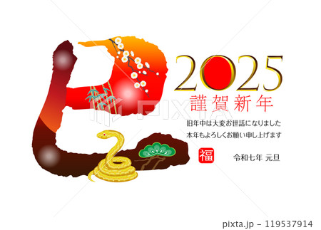 巳年の年賀状素材 2025 119537914