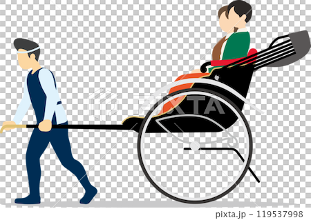 人力車に乗って観光を楽しむ男女 119537998