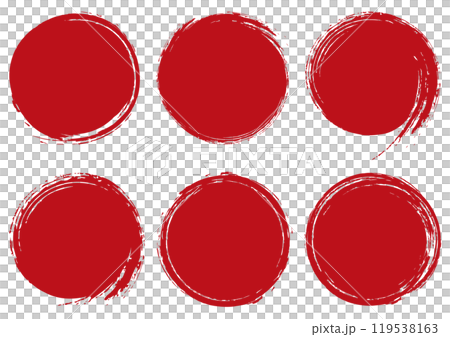 Handwritten brush stroke circle frame set/red 119538163
