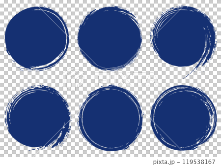 手書き筆タッチのサークルフレームセット/青 手書き筆タッチのサークルフレームセット/青 119538167