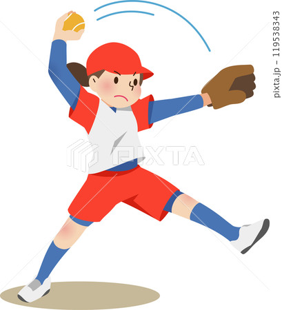 女子ソフトボールのピッチャー 119538343