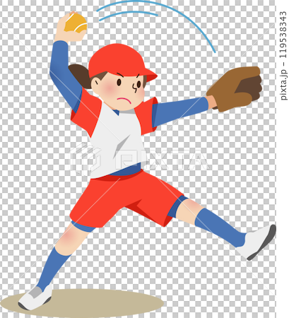 女子ソフトボールのピッチャー 119538343