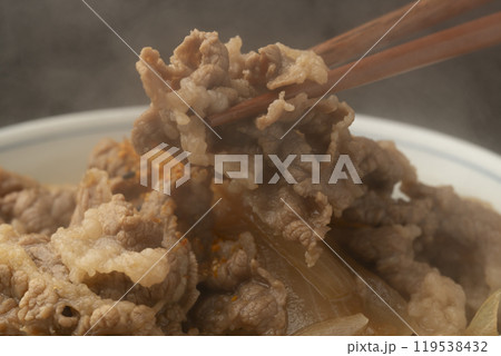 牛丼 牛丼を箸で持ち上げる 牛丼 牛丼を箸で持ち上げる 119538432