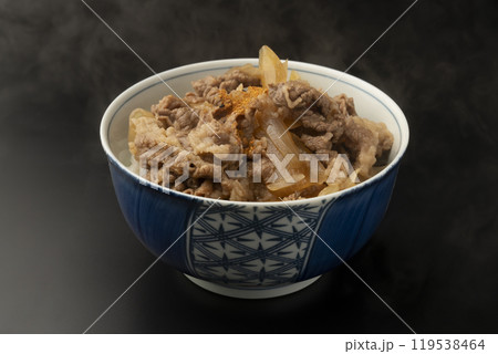 牛丼 丼に盛り付けた牛丼 牛丼 丼に盛り付けた牛丼 119538464