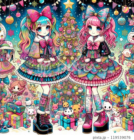 原宿ポップなクリスマスのイラスト 119539076