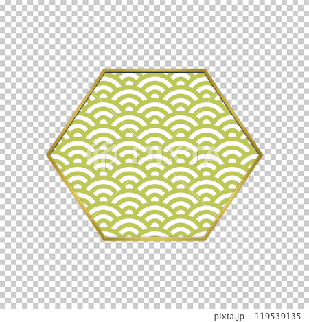 日式六角框青海波一綠 119539135