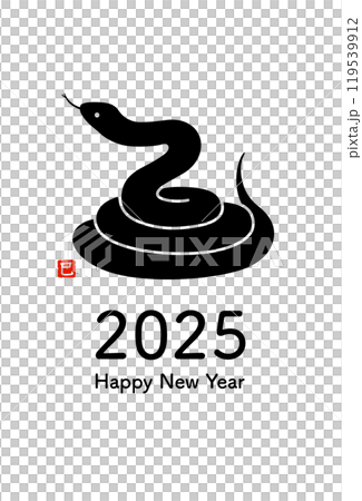 New Year's card template for the Year of the Snake Silhouette of a roosting snake 119539912