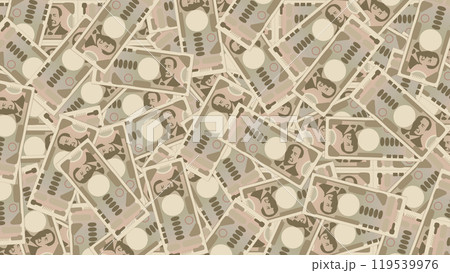 一面に散りばめられた新1万円紙幣の背景 119539976