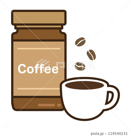インスタントコーヒーとコーヒーカップ インスタントコーヒーとコーヒーカップ 119540231