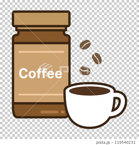 インスタントコーヒーとコーヒーカップ インスタントコーヒーとコーヒーカップ 119540231