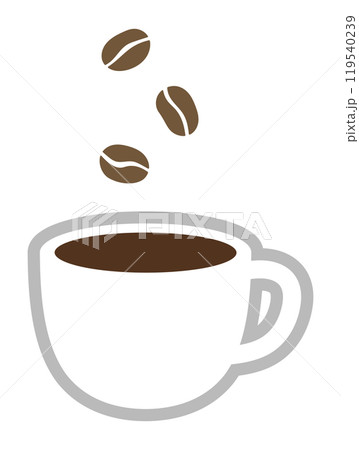 コーヒーカップとコーヒー豆 コーヒーカップとコーヒー豆 119540239