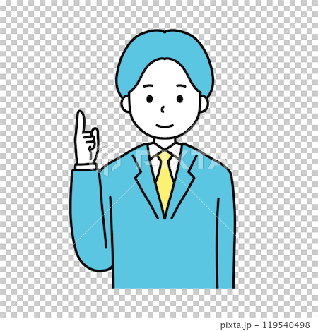 A man in a suit explaining with a smile A man in a suit explaining with a smile 119540498