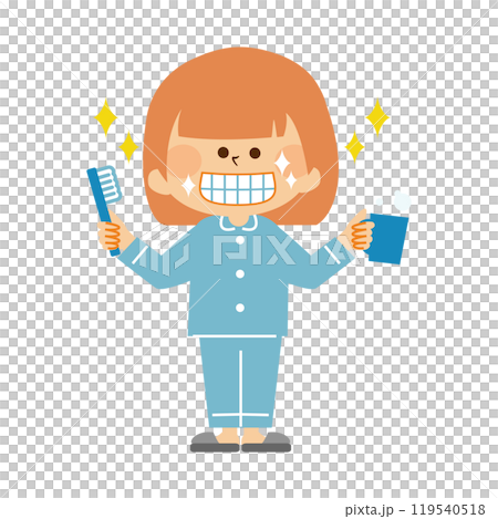 Children brushing their teeth Cute illustration material 119540518