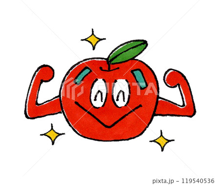 元気なリンゴのキャラクターのイラスト素材 [119540536] - PIXTA