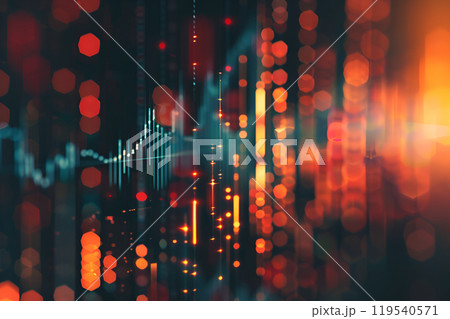 Abstract virtual financial graph on blurry background, financial and trading concept 119540571