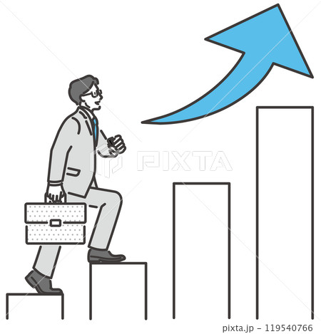 ステップアップするビジネスマンとビジネスのイメージ　ベクター素材 119540766