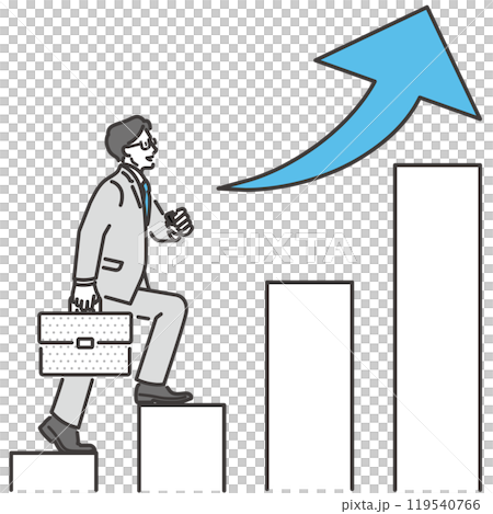 ステップアップするビジネスマンとビジネスのイメージ　ベクター素材 119540766