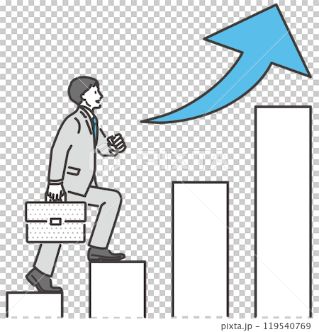 ステップアップするビジネスマンとビジネスのイメージ　ベクター素材 119540769