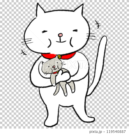 ネコのぬいぐるみを抱いたネコ ネコのぬいぐるみを抱いたネコ 119540887