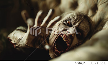 Terrifying creature screaming in horror. 119541354