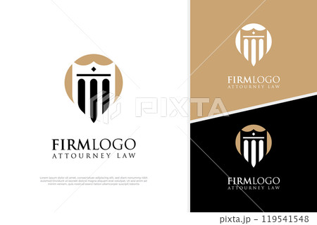 Lawyer logo design, Justice legal badge Law firm logo design template 119541548