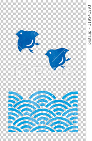 千鳥と海 千鳥 青海波 和風 伝統模様 千鳥と海 千鳥 青海波 和風 伝統模様 119541593