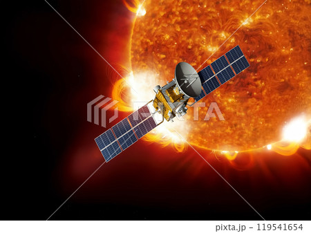 太陽フレアの脅威　破壊される衛星イメージ 119541654