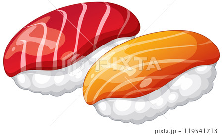 Colorful Sushi Nigiri Vector Illustration 119541713