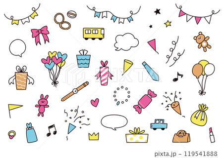 シンプルでかわいい装飾イラストセット 119541888