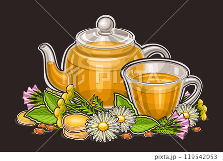 Vector logo for Herbal Tea Drink Vector logo for Herbal Tea Drink 119542053