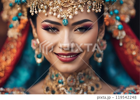 2100年未来トレンドを意識したアジア人ヘアメイクスタイル 美人女性像を生成AIで表現 119542248