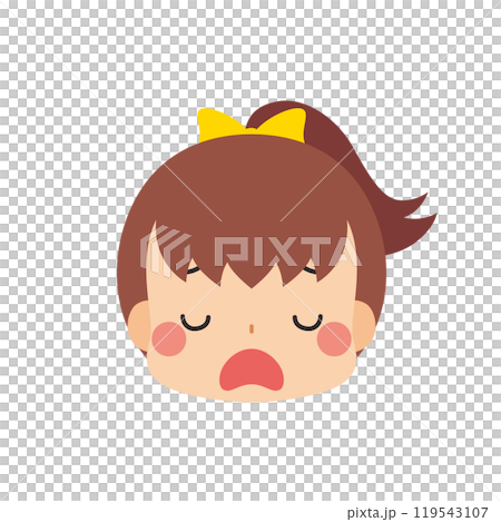 一個可愛的小女孩的表情符號插圖,帶有厭惡的臉圖標面部表情白色背景向量 一個可愛的小女孩的表情符號插圖,帶有厭惡的臉圖標面部表情白色背景向量 119543107