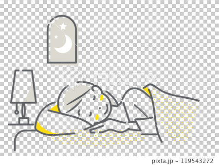 感染症の予防をする女性　シンプルでお洒落な線画イラスト 119543272