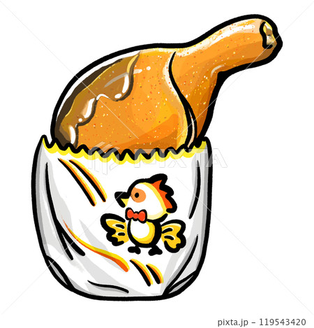 Chicken leg take away illustration, chicken leg with sauce cartoon drawing 119543420