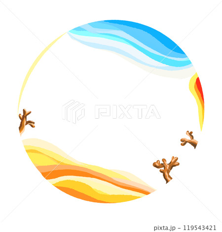 Desert frame design, nature circle border illustration, cartoon desert photo frame 119543421