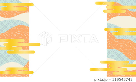 和柄背景に金のヱ霞の背景イラスト素材 119543745