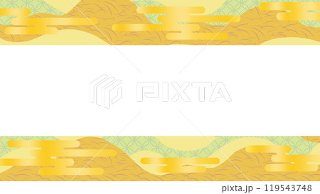 和柄背景に金のヱ霞の背景イラスト素材 119543748