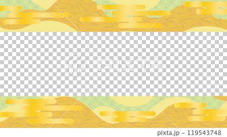 和柄背景に金のヱ霞の背景イラスト素材 119543748