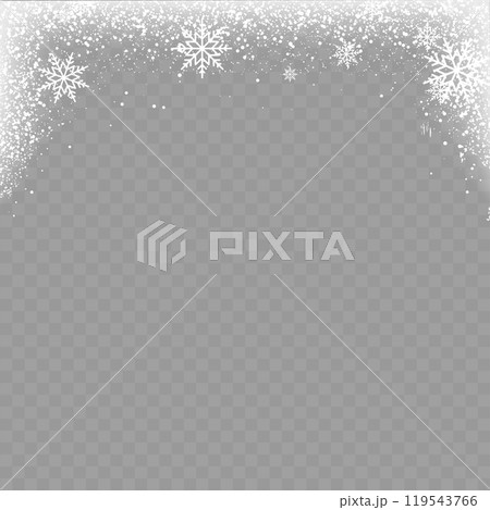 Winter Snowflakes and Snowfall on Transparent Background for Christmas and New Year. Vector Winter Snowflakes and Snowfall on Transparent Background for Christmas and New Year. Vector 119543766