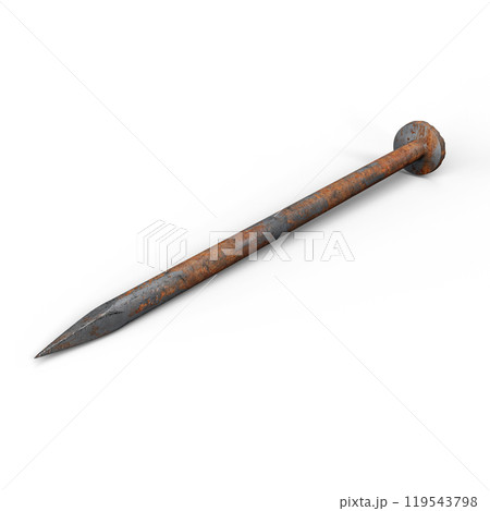 Rusty Nail Pin. 3D Illustration. File with Clipping Path. 119543798