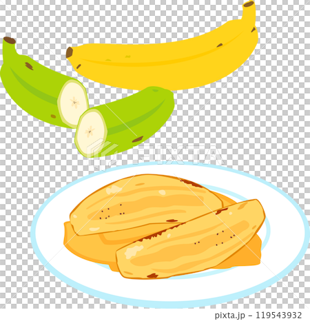 黃色和綠色的車前草和車前草片 119543932