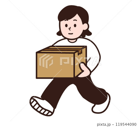 段ボールを運ぶ女性 119544090