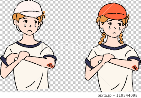 すり傷をした児童セット　学校編 119544098