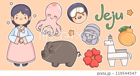 Jeju island kawaii stickers set Jeju island kawaii stickers set 119544547